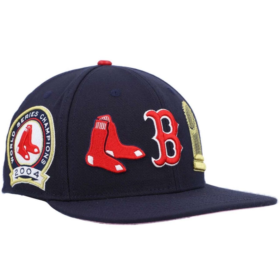 Team * | Men'S Boston Red Sox Pro Standard Navy Double City Pink Undervisor Snapback Hat