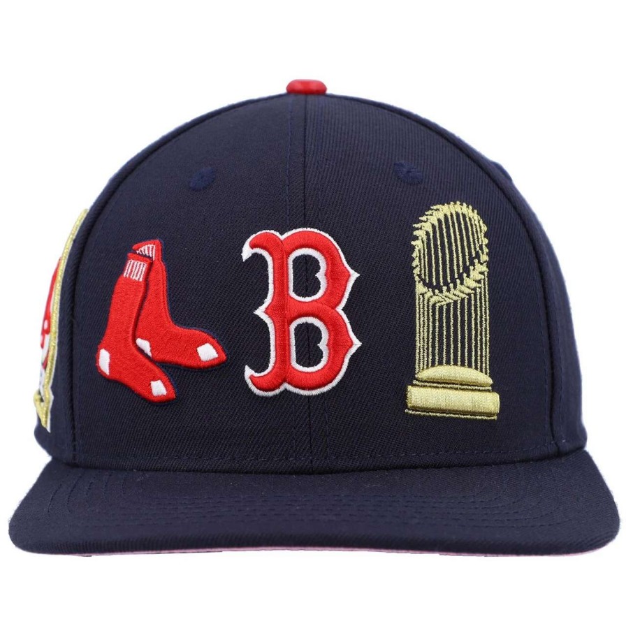 Team * | Men'S Boston Red Sox Pro Standard Navy Double City Pink Undervisor Snapback Hat