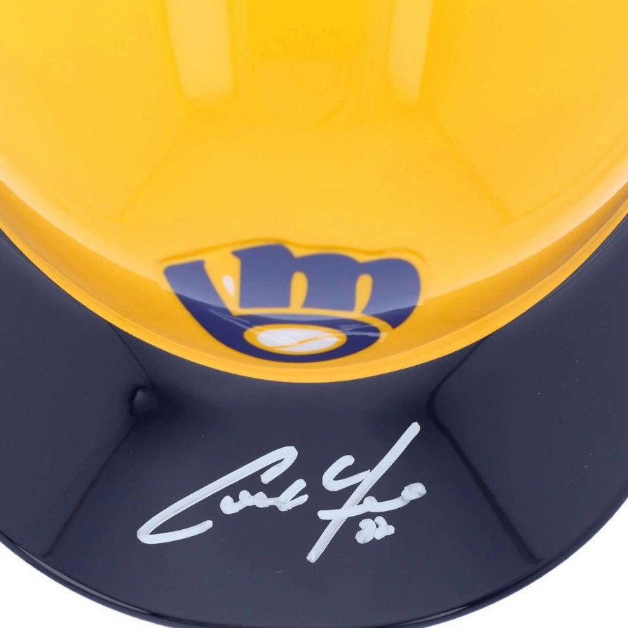 Collectibles & Memorabilia * | Autographed Milwaukee Brewers Christian Yelich Fanatics Authentic Yellow And Blue Replica Batting Helmet