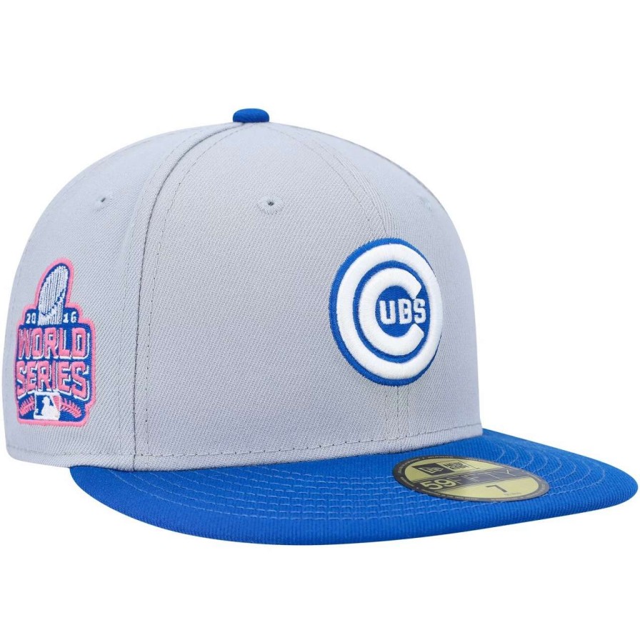 Team * | Men'S Chicago Cubs New Era Gray/Blue Dolphin 59Fifty Fitted Hat