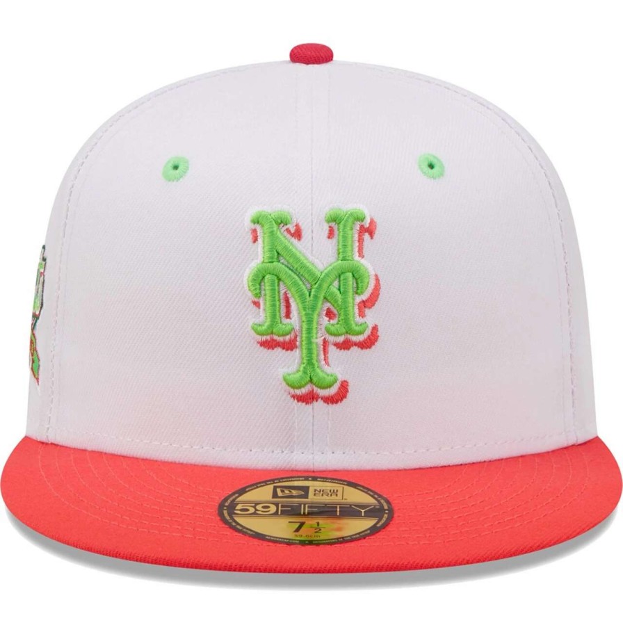 Team * | Men'S New York Mets New Era White/Coral 40Th Anniversary Strawberry Lolli 59Fifty Fitted Hat