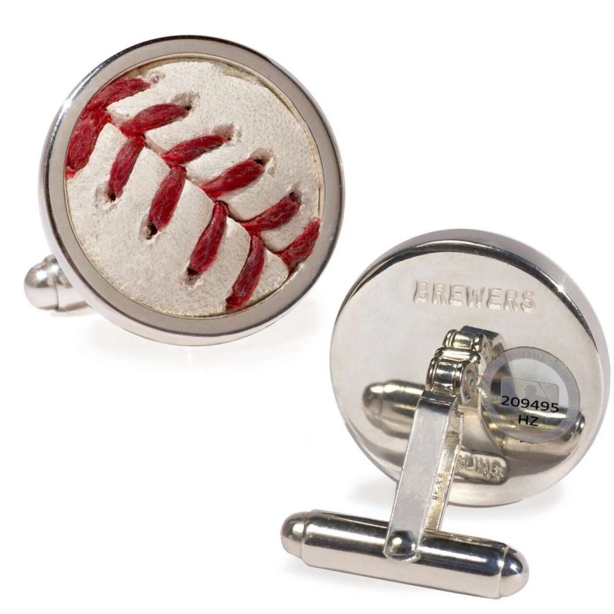 Collectibles & Memorabilia * | Milwaukee Brewers Tokens & Icons Game-Used Baseball Cuff Links