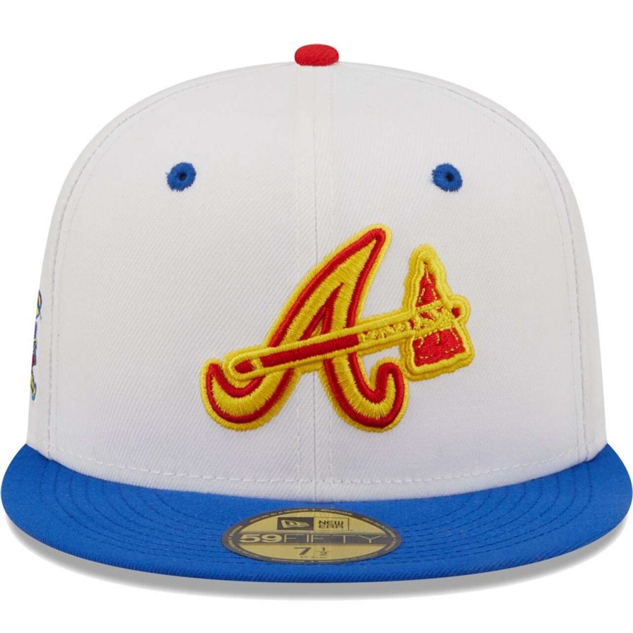 Team * | Men'S Atlanta Braves New Era White/Royal 30Th Season In Atlanta Cherry Lolli 59Fifty Fitted Hat