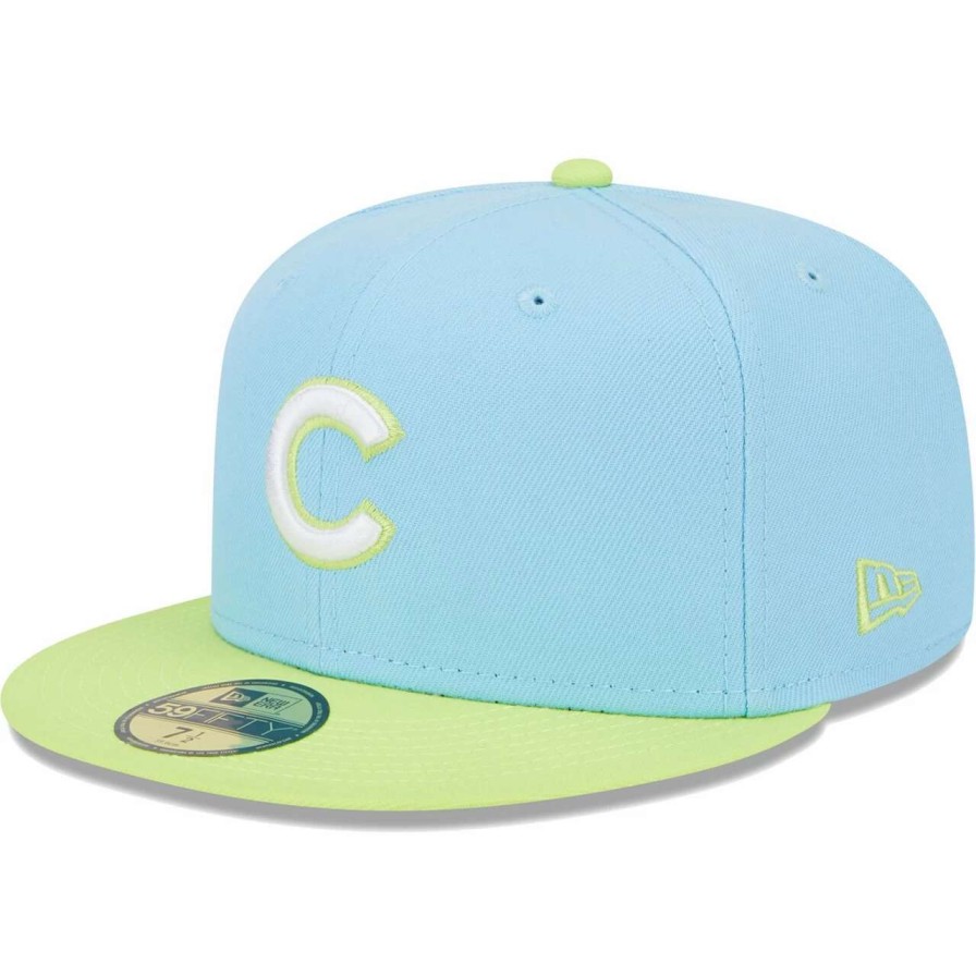 Team * | Men'S Chicago Cubs New Era Light Blue/Neon Green Spring Color Two-Tone 59Fifty Fitted Hat