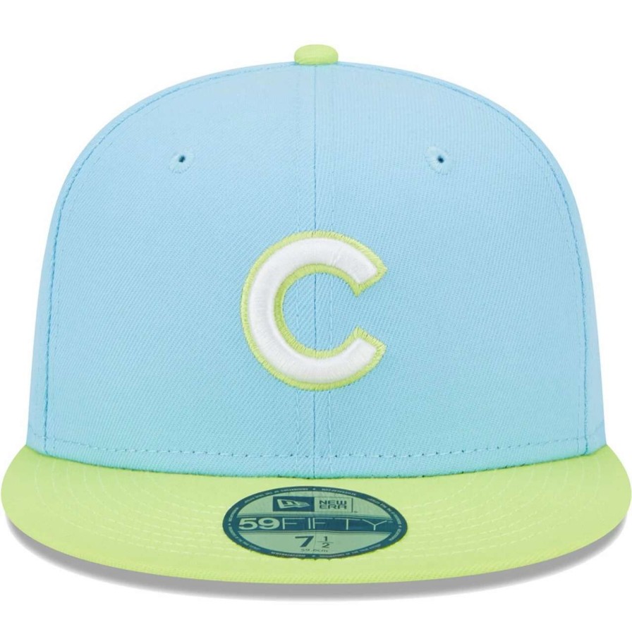 Team * | Men'S Chicago Cubs New Era Light Blue/Neon Green Spring Color Two-Tone 59Fifty Fitted Hat