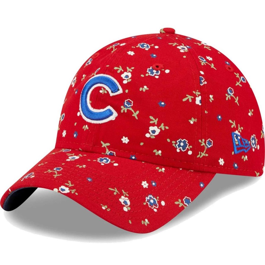 Team * | Women'S Chicago Cubs New Era Red Floral 9Twenty Adjustable Hat