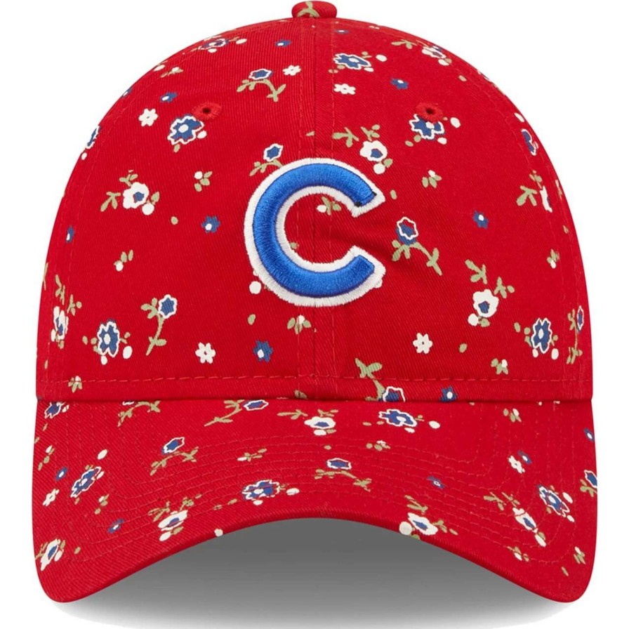 Team * | Women'S Chicago Cubs New Era Red Floral 9Twenty Adjustable Hat