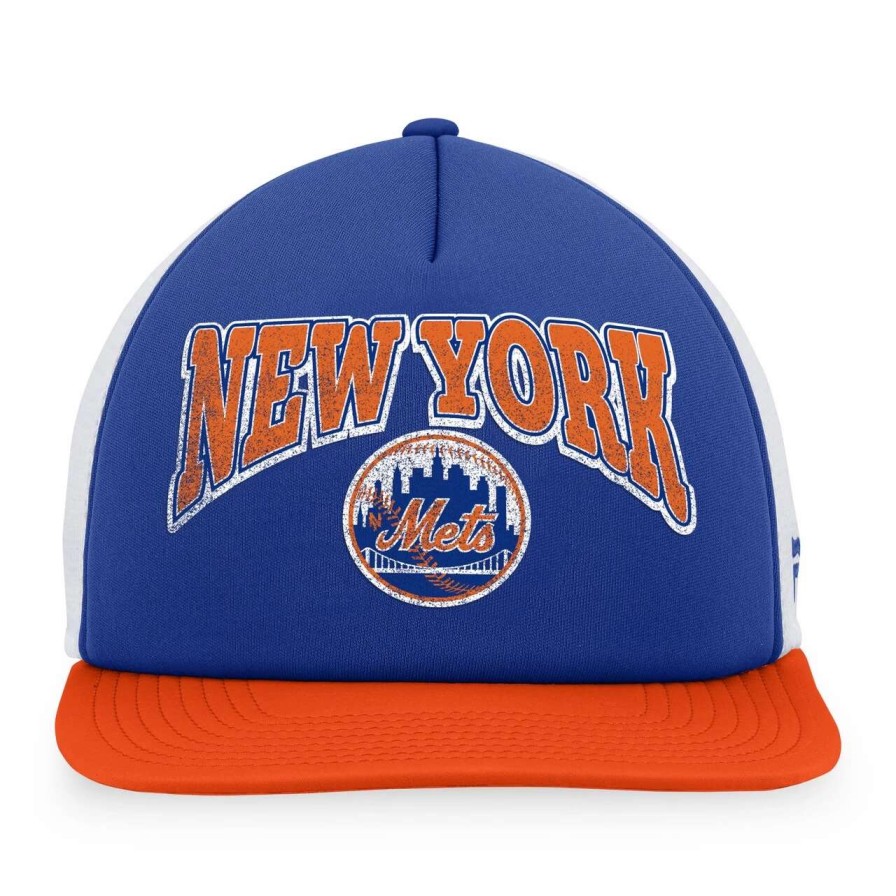 Team * | Men'S New York Mets Fanatics Branded Royal/Orange Heritage Foam Front Trucker Snapback Hat