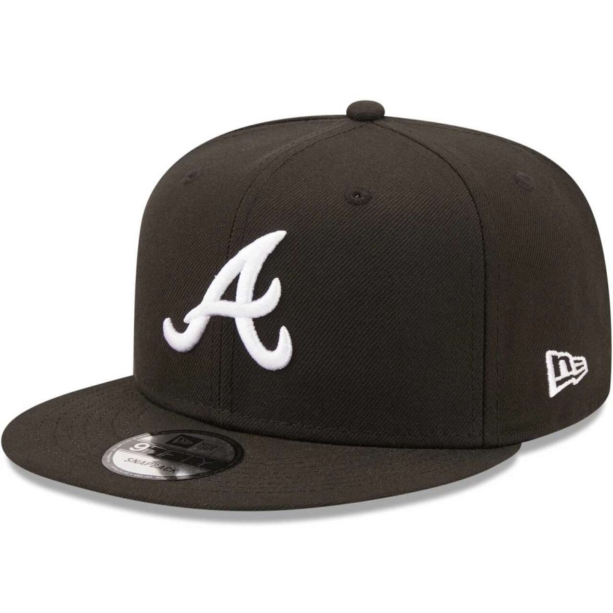 Team * | Men'S Atlanta Braves New Era Black Team 9Fifty Snapback Hat