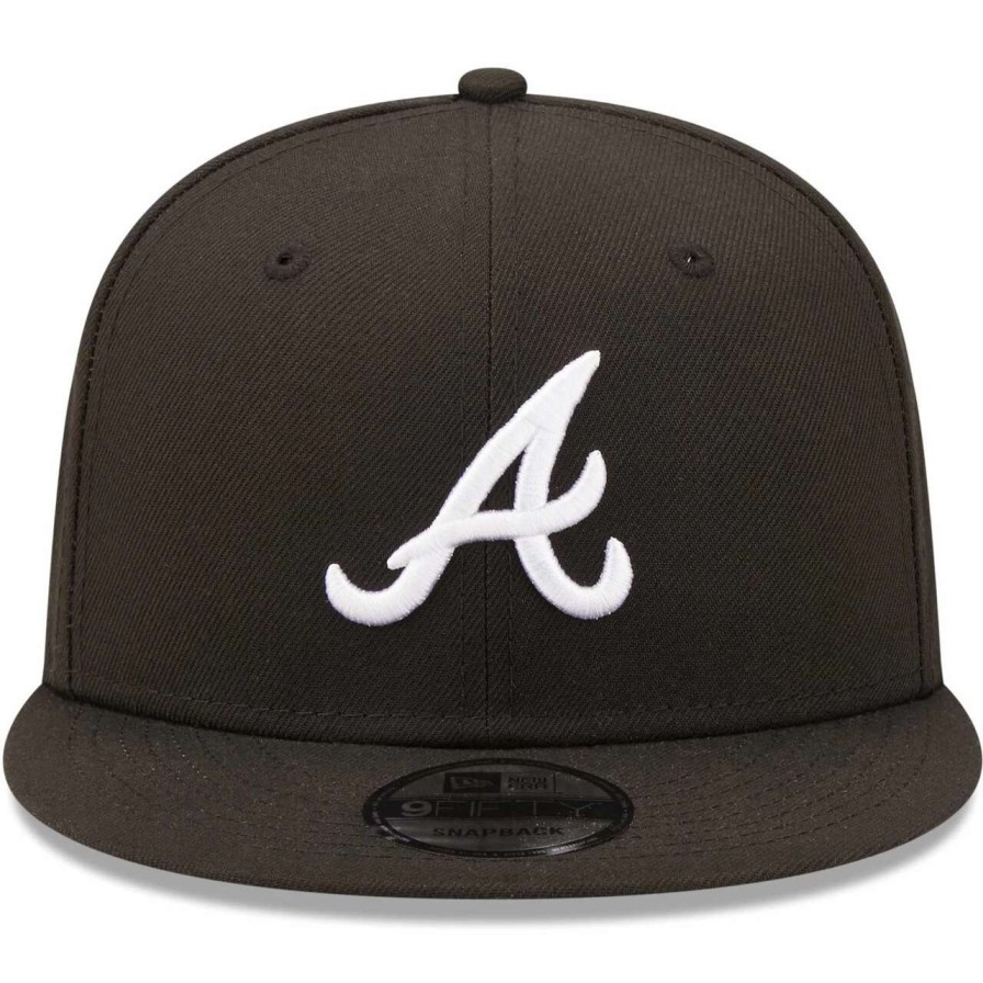 Team * | Men'S Atlanta Braves New Era Black Team 9Fifty Snapback Hat