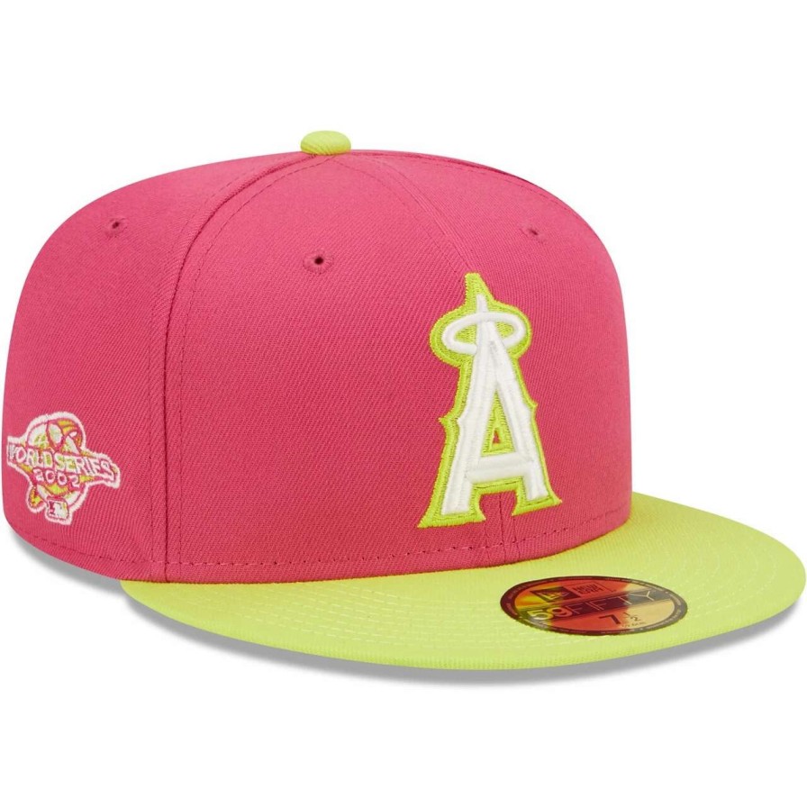 Team * | Men'S Los Angeles Angels New Era Pink 2002 World Series Champions Beetroot Cyber 59Fifty Fitted Hat