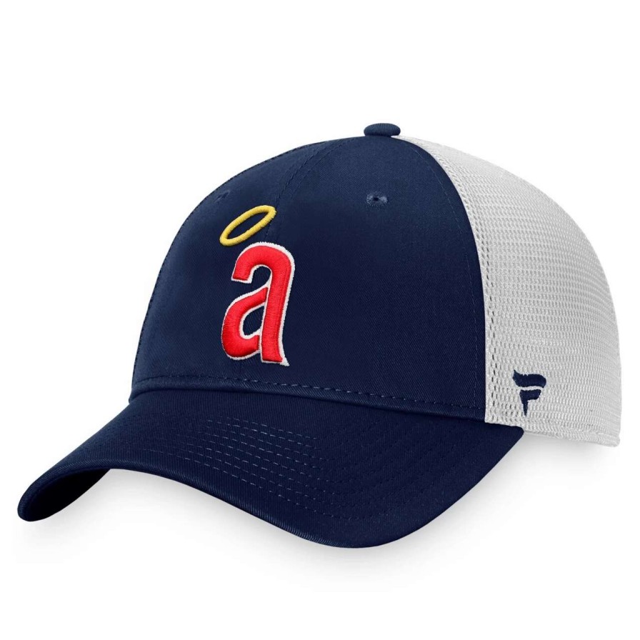 Team * | Men'S California Angels Fanatics Branded Navy/White Cooperstown Collection Core Trucker Snapback Hat