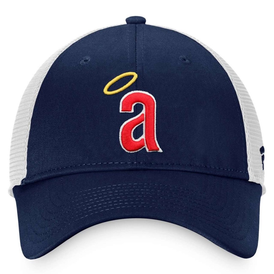 Team * | Men'S California Angels Fanatics Branded Navy/White Cooperstown Collection Core Trucker Snapback Hat