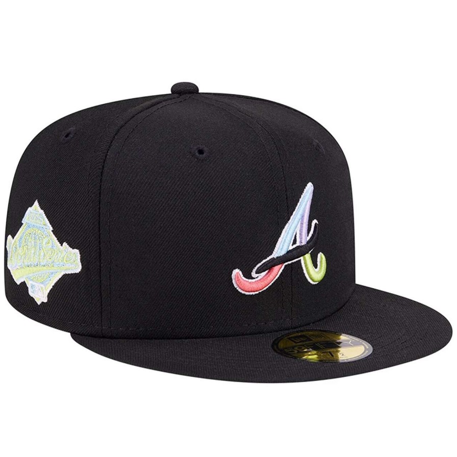 Team * | Men'S Atlanta Braves New Era Black Multi-Color Pack 59Fifty Fitted Hat