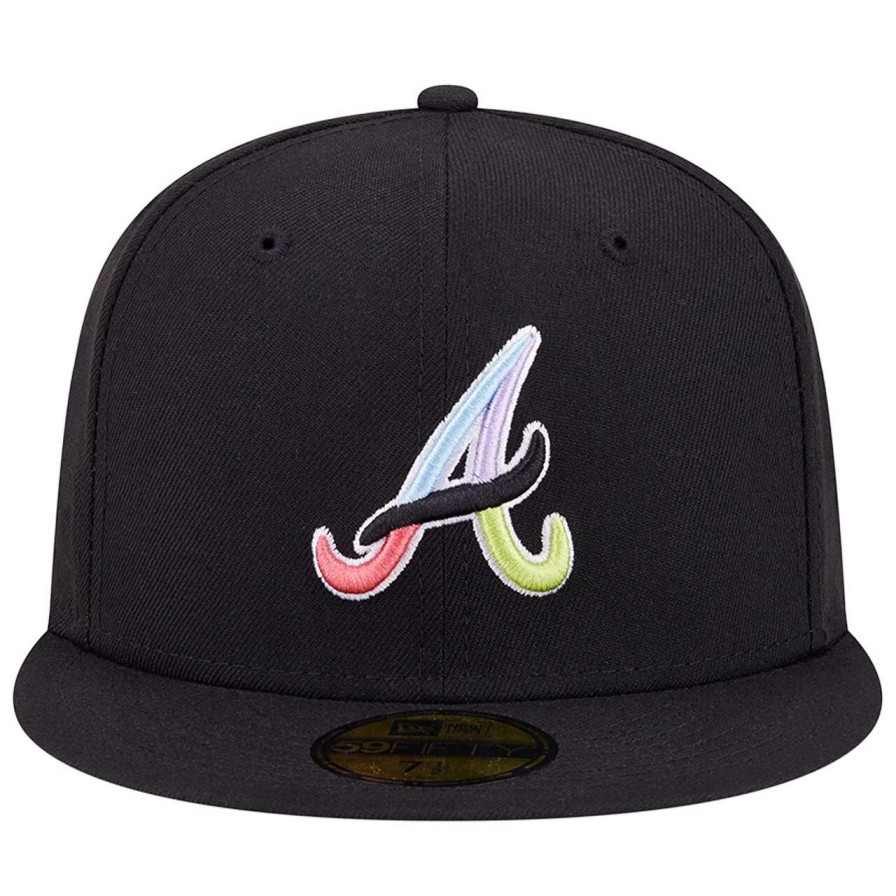 Team * | Men'S Atlanta Braves New Era Black Multi-Color Pack 59Fifty Fitted Hat