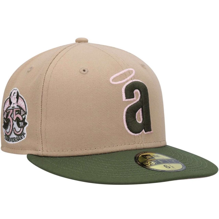 Team * | Men'S California Angels New Era Khaki/Olive Pink Undervisor 59Fifty Fitted Hat