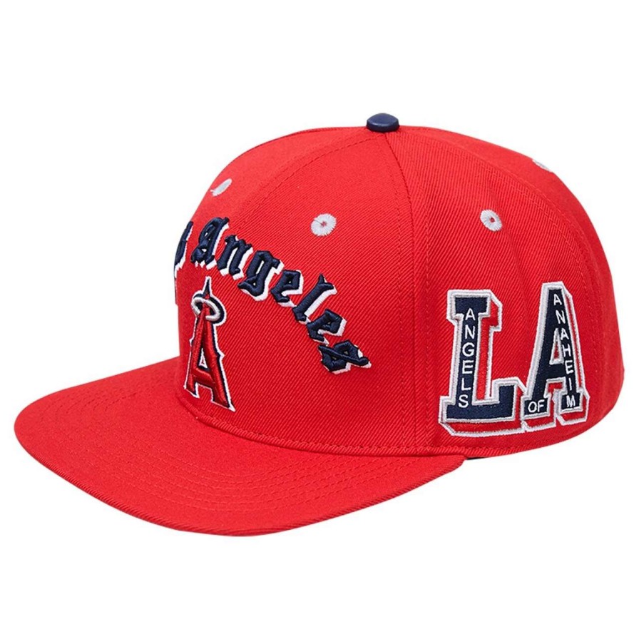 Team * | Men'S Los Angeles Angels Pro Standard Red 2002 World Series Old English Snapback Hat