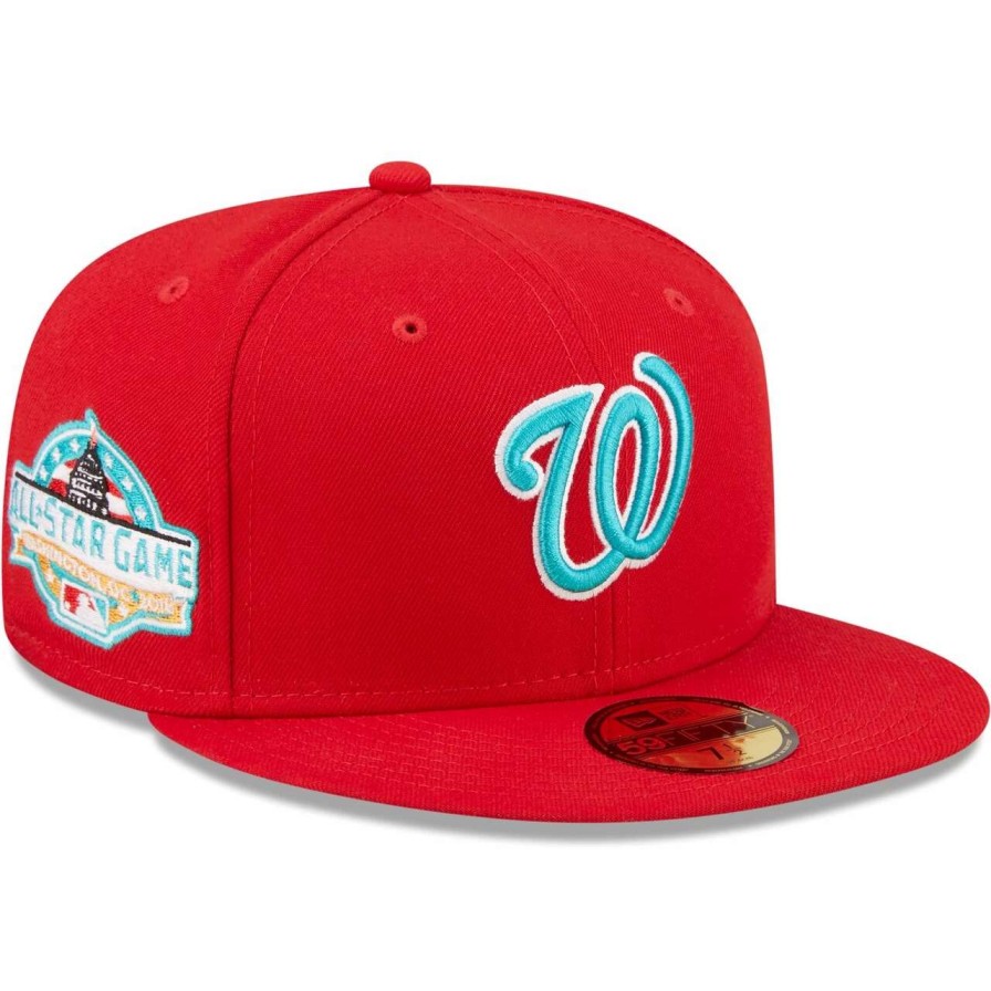 Team * | Men'S Washington Nationals New Era Scarlet 2018 All-Star Game Teal Undervisor 59Fifty Fitted Hat