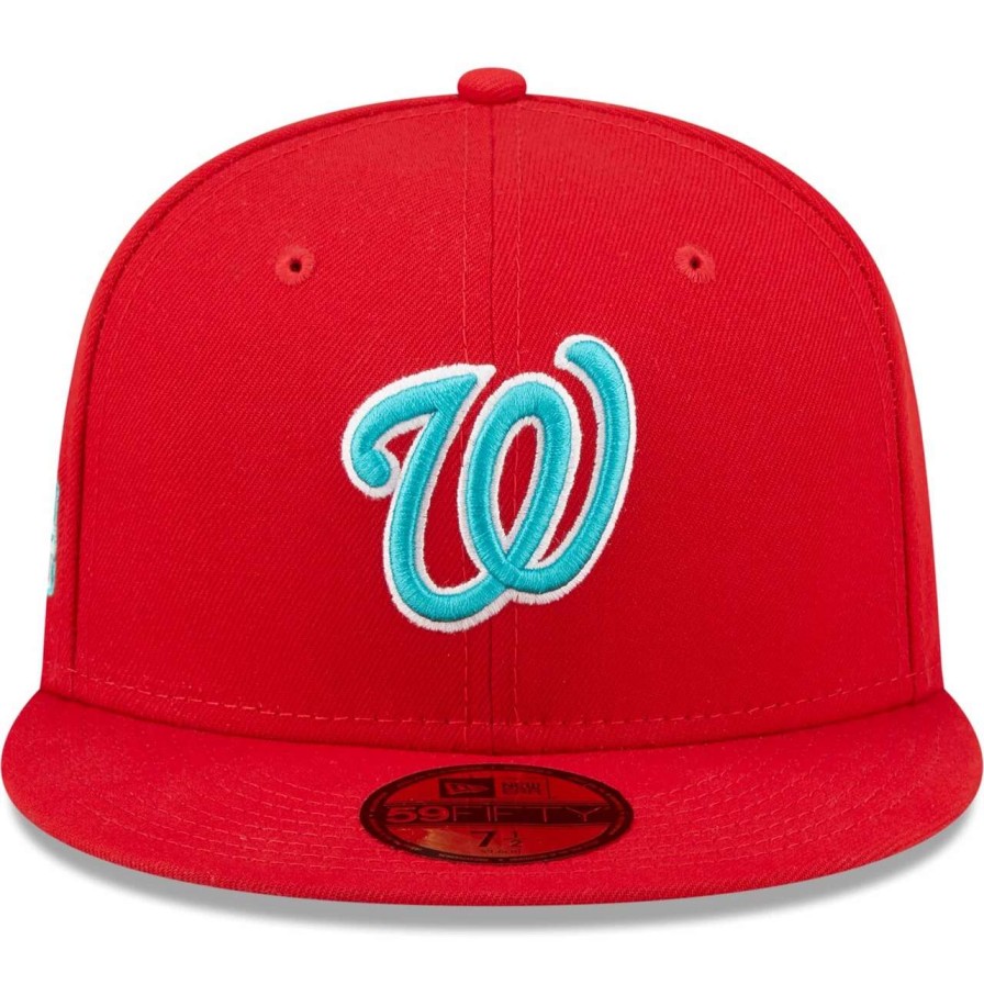 Team * | Men'S Washington Nationals New Era Scarlet 2018 All-Star Game Teal Undervisor 59Fifty Fitted Hat