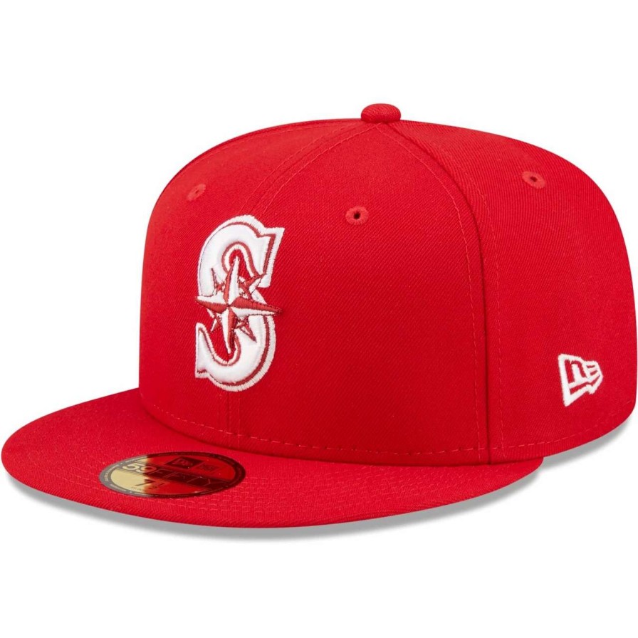 Team * | Men'S Seattle Mariners New Era Red White Logo 59Fifty Fitted Hat