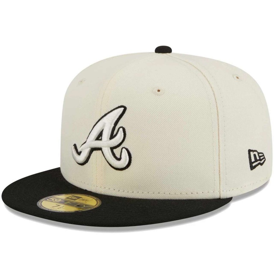 Team * | Men'S Atlanta Braves New Era Stone/Black Chrome 59Fifty Fitted Hat