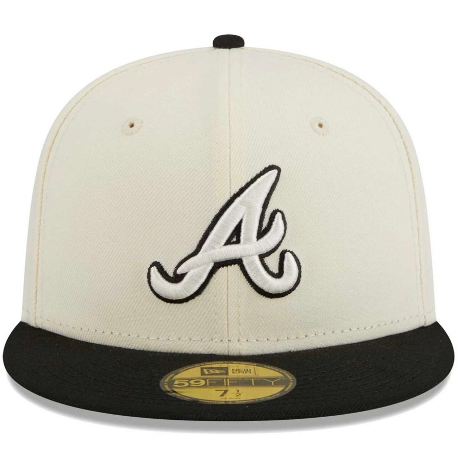 Team * | Men'S Atlanta Braves New Era Stone/Black Chrome 59Fifty Fitted Hat