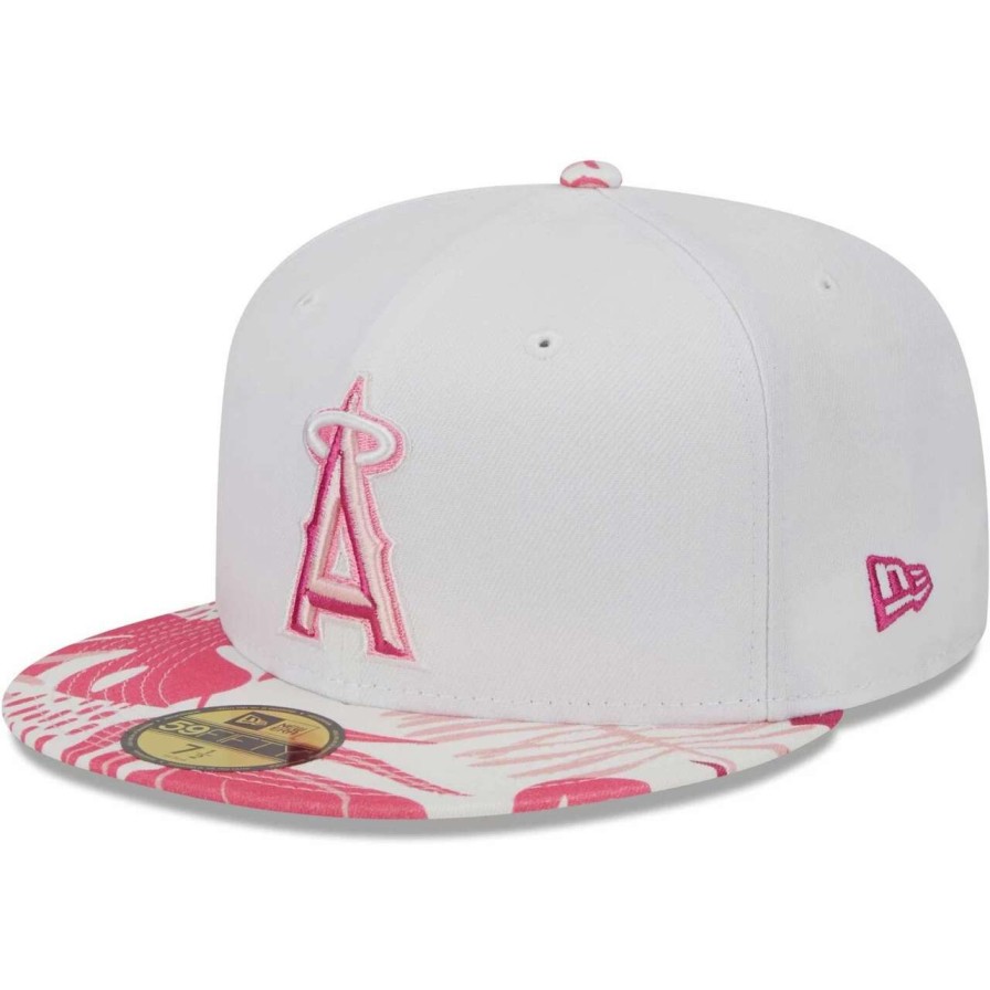 Team * | Men'S Los Angeles Angels New Era White/Pink Flamingo 59Fifty Fitted Hat