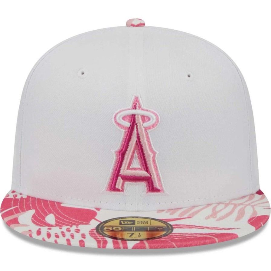 Team * | Men'S Los Angeles Angels New Era White/Pink Flamingo 59Fifty Fitted Hat