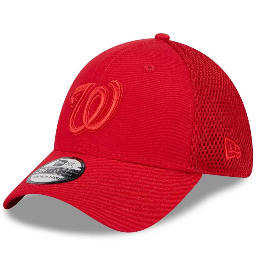 Team * | Men'S Washington Nationals New Era Red Tonal Team Neo 39Thirty Flex Hat