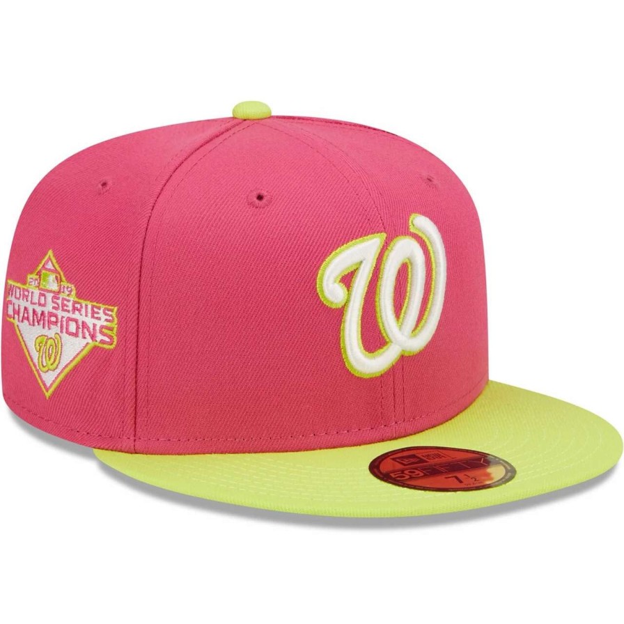 Team * | Men'S Washington Nationals New Era Pink 2019 World Series Champions Beetroot Cyber 59Fifty Fitted Hat