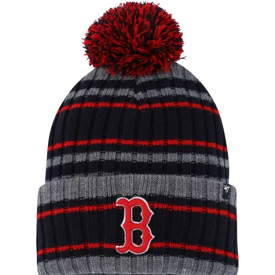 Team * | Men'S Boston Red Sox '47 Gray/Navy Rexford Cuffed Knit Hat With Pom