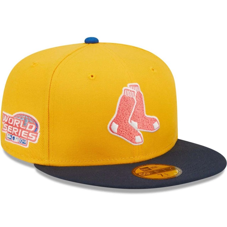 Team * | Men'S Boston Red Sox New Era Gold/Azure 2004 World Series Undervisor 59Fifty Fitted Hat