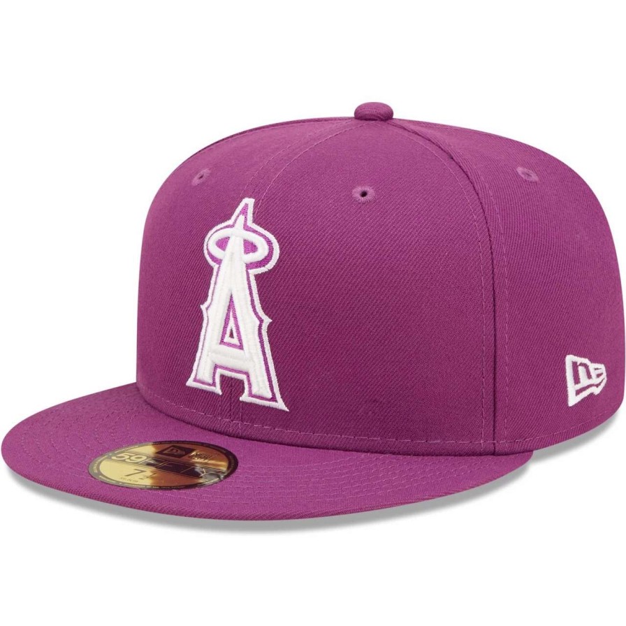 Team * | Men'S Los Angeles Angels New Era Grape Logo 59Fifty Fitted Hat