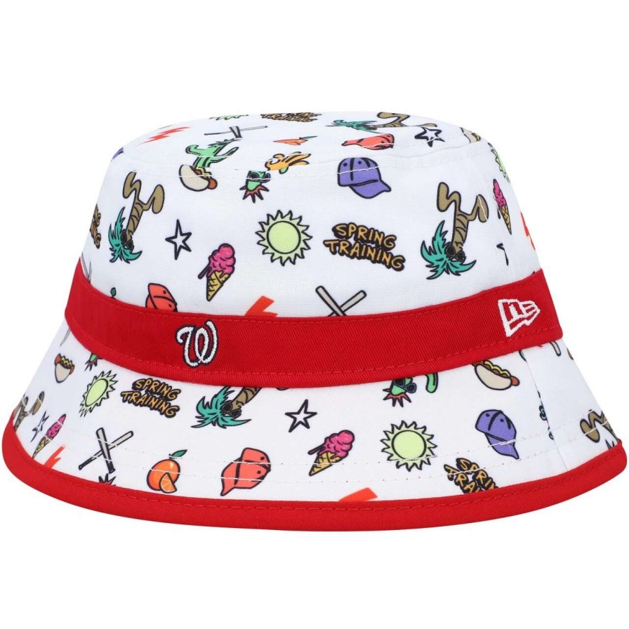 Team * | Infant Washington Nationals New Era White Spring Training Print Bucket Hat