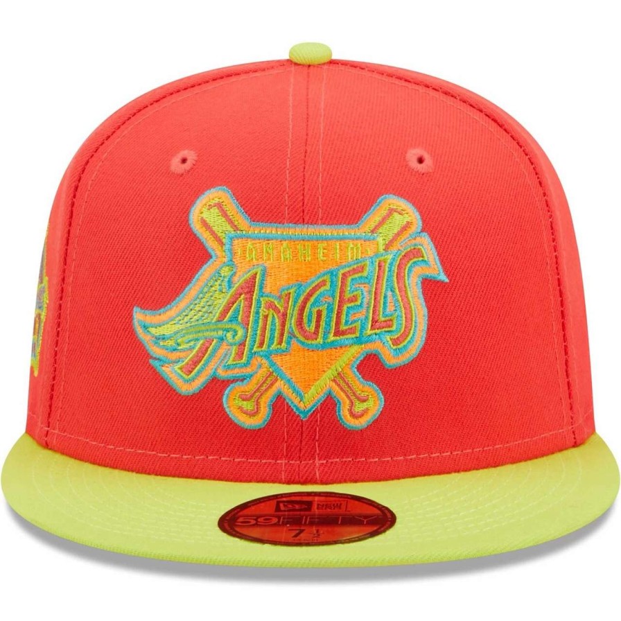 Team * | Men'S Los Angeles Angels New Era Red/Neon Green Lava Highlighter Combo 59Fifty Fitted Hat