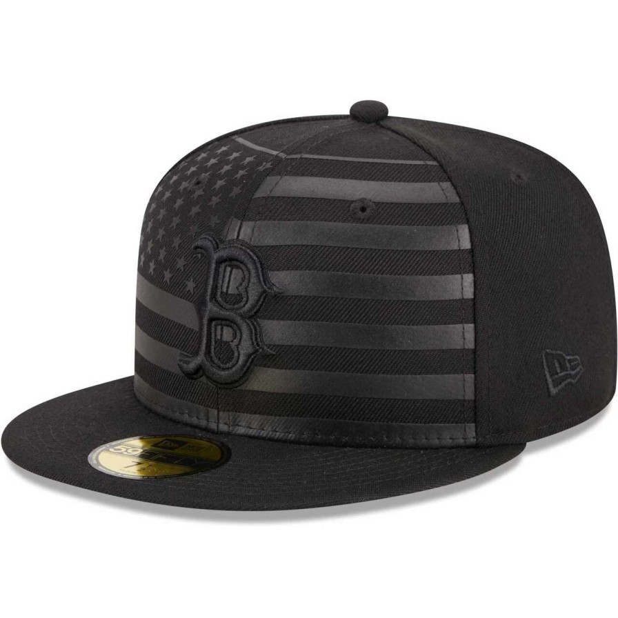 Team * | Men'S Boston Red Sox New Era Black Tonal Flag 59Fifty Fitted Hat