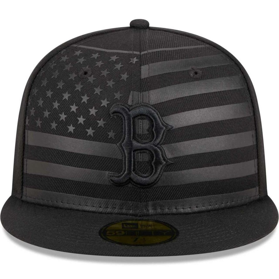 Team * | Men'S Boston Red Sox New Era Black Tonal Flag 59Fifty Fitted Hat