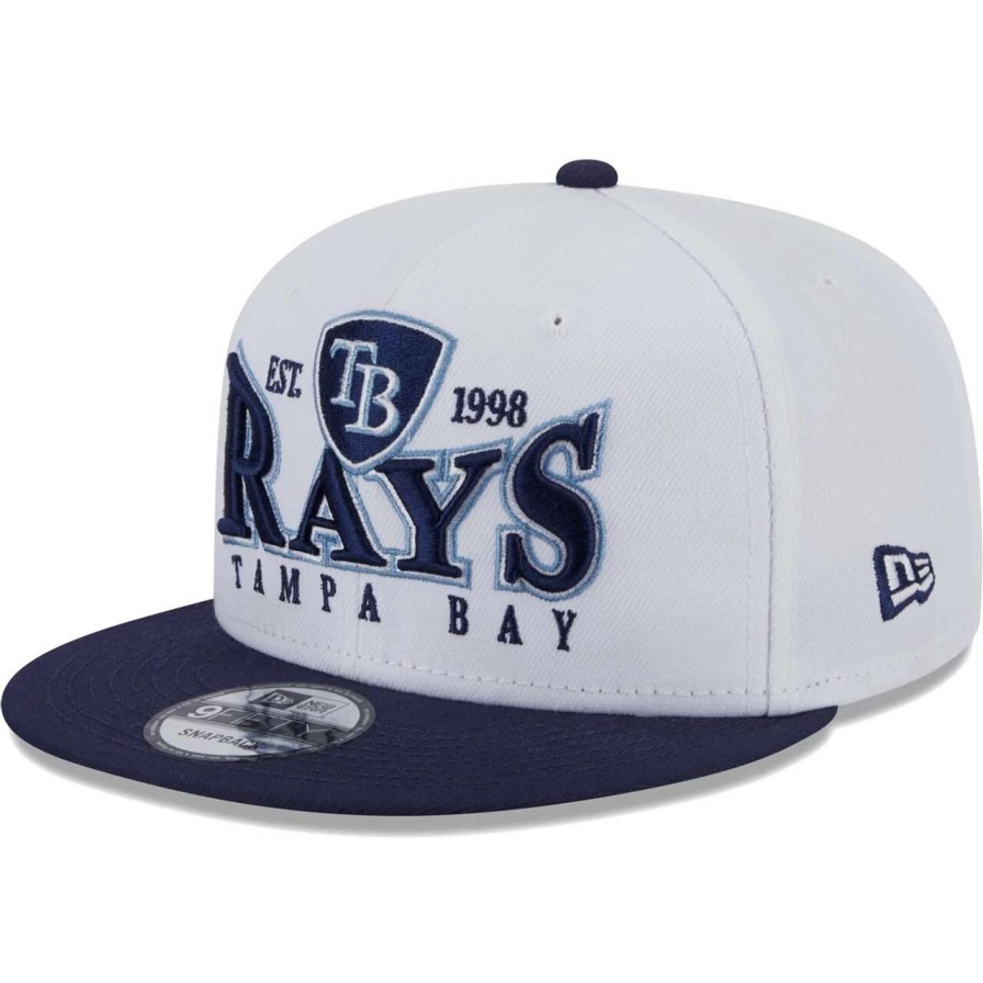 Team * | Men'S Tampa Bay Rays New Era White/Navy Crest 9Fifty Snapback Hat