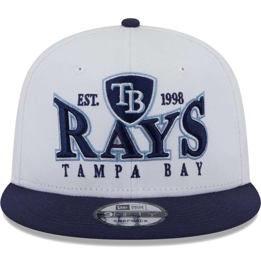 Team * | Men'S Tampa Bay Rays New Era White/Navy Crest 9Fifty Snapback Hat