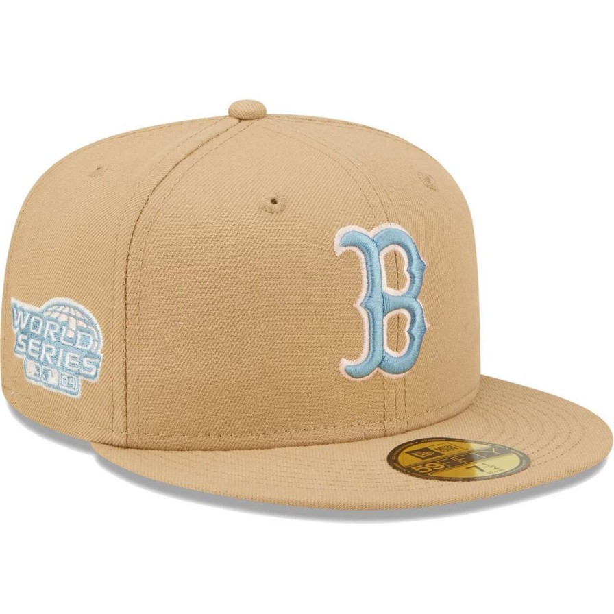 Team * | Men'S Boston Red Sox New Era Tan 2004 World Series Sky Blue Undervisor 59Fifty Fitted Hat