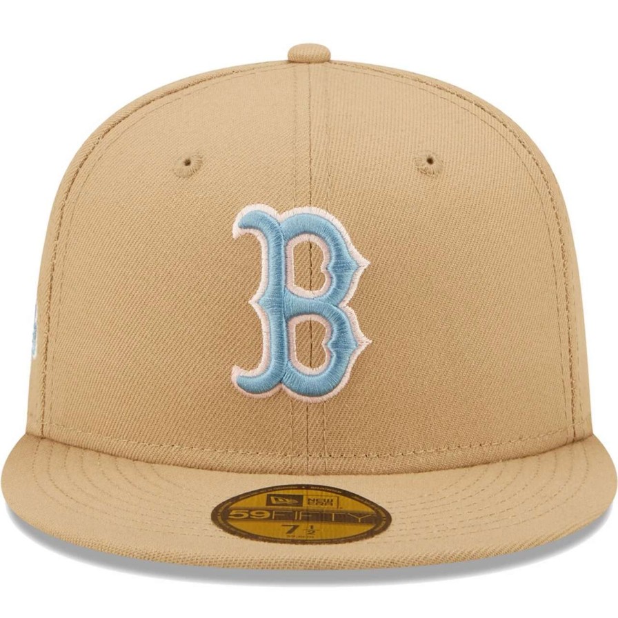 Team * | Men'S Boston Red Sox New Era Tan 2004 World Series Sky Blue Undervisor 59Fifty Fitted Hat