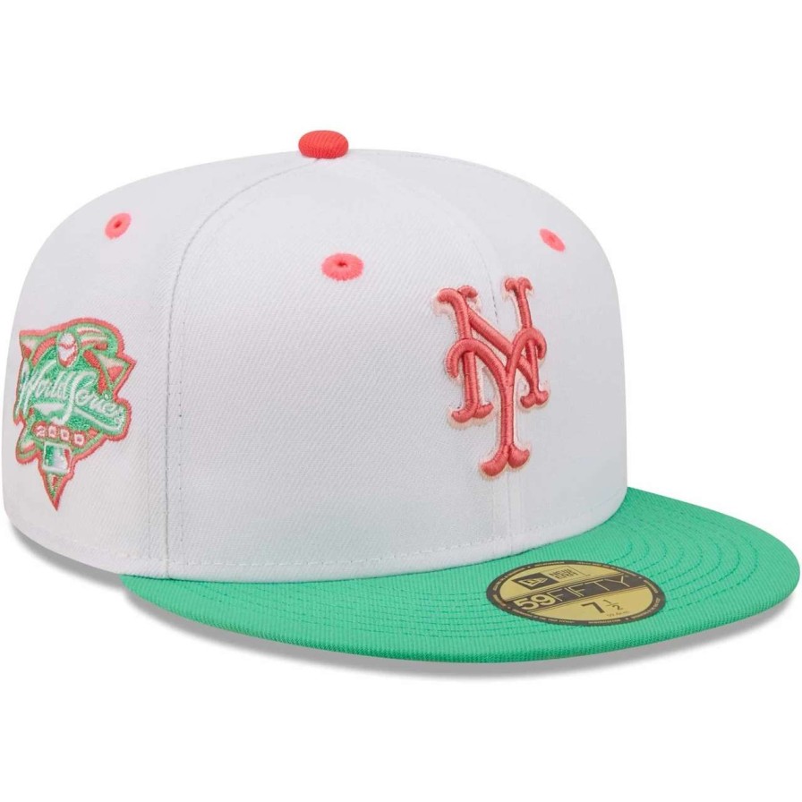 Team * | Men'S New York Mets New Era White/Green 2000 World Series Watermelon Lolli 59Fifty Fitted Hat