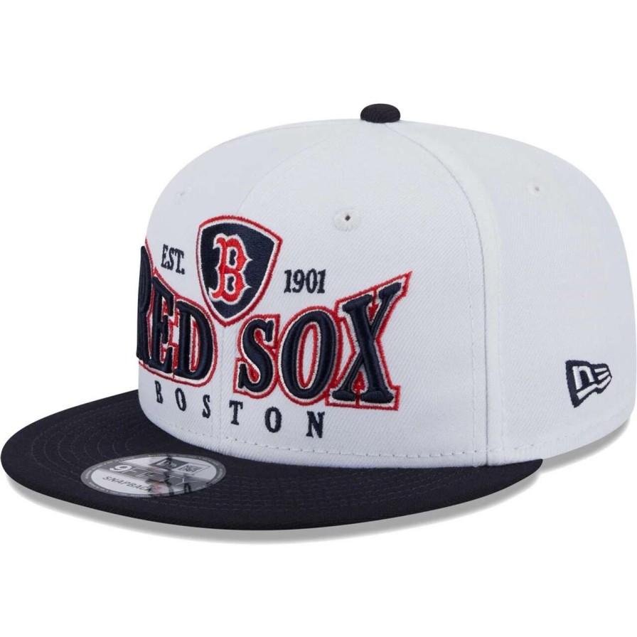 Team * | Men'S Boston Red Sox New Era White/Navy Crest 9Fifty Snapback Hat