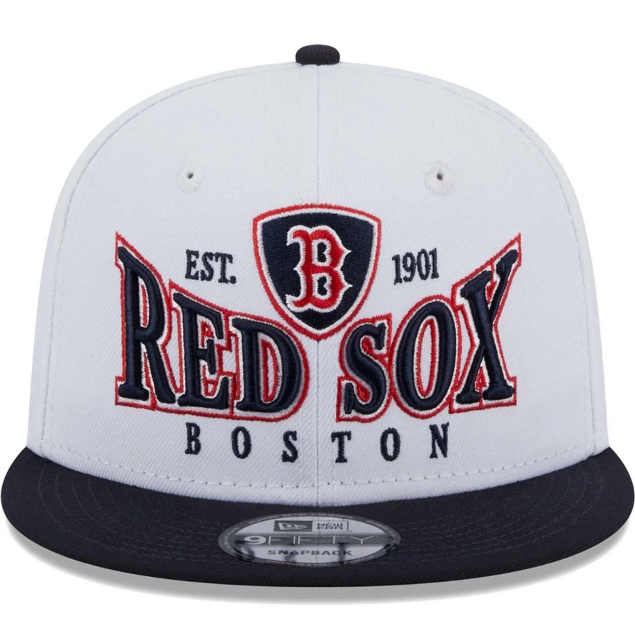 Team * | Men'S Boston Red Sox New Era White/Navy Crest 9Fifty Snapback Hat