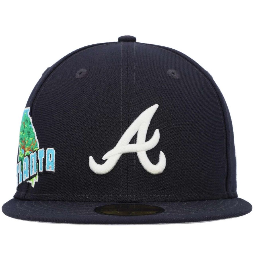 Team * | Men'S Atlanta Braves New Era Navy Stateview 59Fifty Fitted Hat