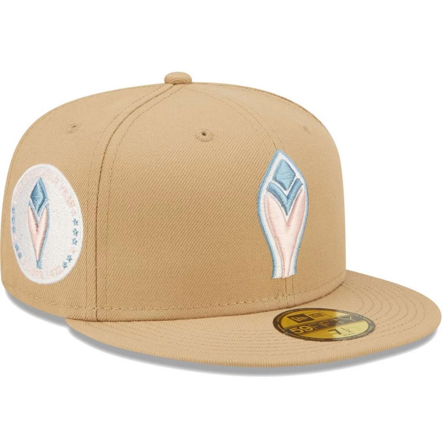 Team * | Men'S Atlanta Braves New Era Tan 1972 Mlb All-Star Game Sky Blue Undervisor 59Fifty Fitted Hat