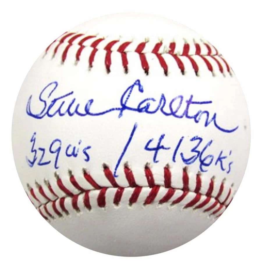 Collectibles & Memorabilia * | Steve Carlton Autographed Baseball With Pitching Stat Inscriptions (329Ws / 4.136 Ks)