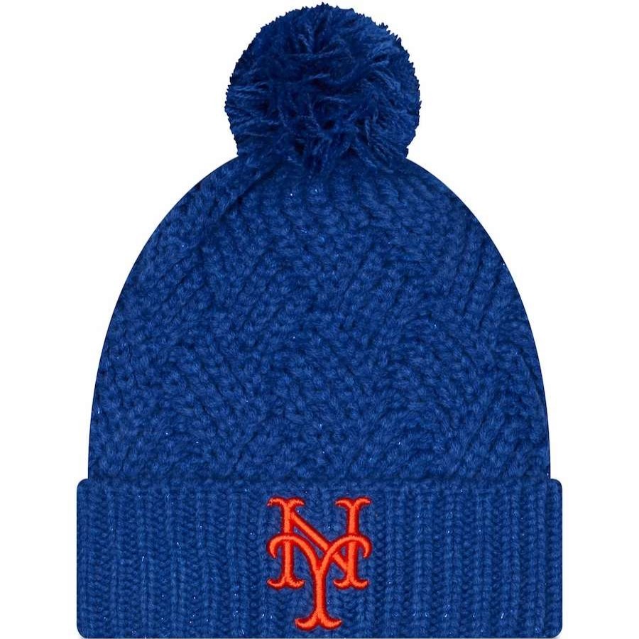 Team * | Women'S New York Mets New Era Royal Brisk Cuffed Knit Hat With Pom