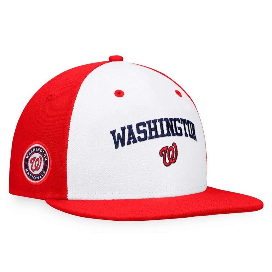 Team * | Men'S Washington Nationals Fanatics Branded White/Red Iconic Color Blocked Fitted Hat