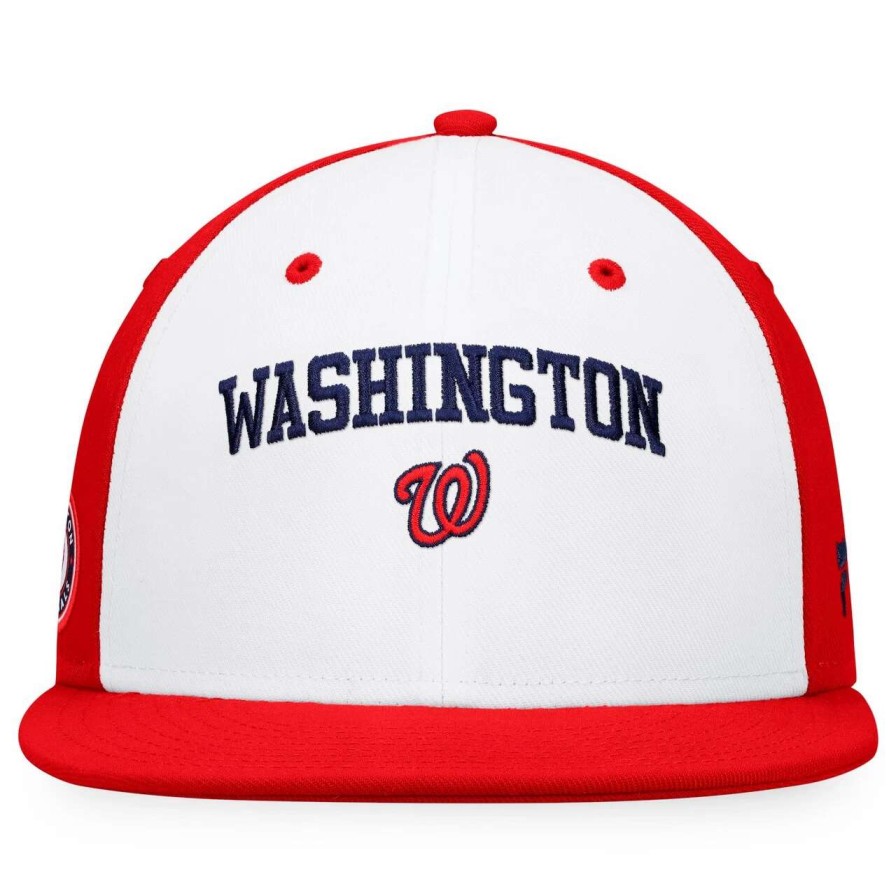 Team * | Men'S Washington Nationals Fanatics Branded White/Red Iconic Color Blocked Fitted Hat